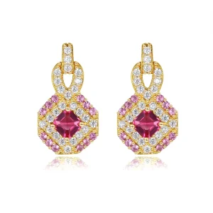 Luxury Jewelry 925 Sterling Silver 18k Gold Women Fashion Gemstone Stud Earrings