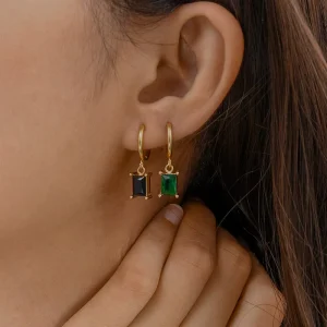 Luxury Jewelry Gold Plated Square Cubic Zirconia Drop Earrings For Women Rectangle Crystal Diamond Dangle Earrings Women