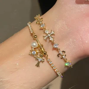Luxury Joker Zircon Iris Tennis Bracelet Adjustable Cross Fashion Bracelet