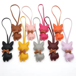 Luxury Keychain Bag Charms with Fox Pendant Strap PU Leather Accessory for Handbags Creative UV Printed Hanging Tag Stylish Gift