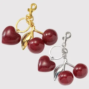 Luxury Keychains Charms Gold Silver Cherry Heart Designer Bag Purse Pendant Fashion Keyring Accessories Handbag Hanging