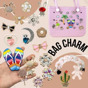 Luxury Metal Bag Charm with Chain Stylish Bling Pendant for Handbag Purse Accessories Gift Tote Bag Charm