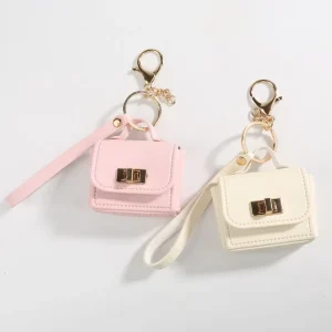 Luxury Mini PU Leather Bag Keychain Bag Pendant Female Accessories Small Mouthed Headphones Boutique Coin Bag Keychain Pendant