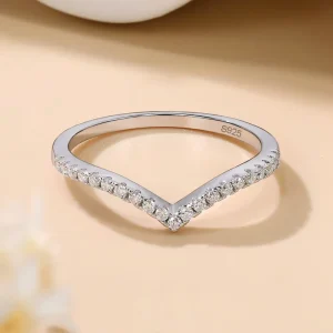 Luxury Moissanite Diamond Engagement Rings S925 Sterling Silver V Shape Band Tennis Wedding Rings for Women Fashion Jewelry