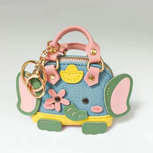 Luxury New Fashion Mini Handbag Designer Pendant Keychain with Elephant Charms Ornaments Luxury Leather Bag Purse Hanger