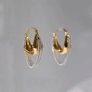 Luxury Niche Retro French Handbag Tassel Alloy Fashion Jewelry Huggie Earrings for Women