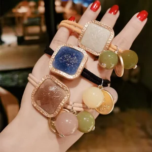 Luxury Pearl Geometric Hair Accessories Hair Rope Women’s Head Wear Hair Ring for Women