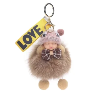 Luxury Plush Fox Pom Pom Coin Holder Keychain with Zinc Alloy Earth Day Theme Fashion Trend Pendant for Phone Bag Book Charm
