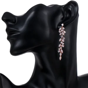 Luxury Popular Ins Style Long Flower CZ Crystal Fashion Earrings Cubic Zircon Girls Trendy Earring Women Jewelry