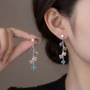 Luxury Rainbow Crystal Irregular Pendant Earrings for Women Wedding Party Jewelry Accessories Fashion Jewelry