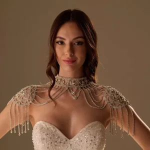 Luxury Rhinestone Bridal Shoulder Chain Necklace Prom Evening Gala Tassel Body Jewelry for Wedding Accessories