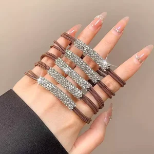 Luxury Rhinestone Elastic Hair Scrunchies High Elastic Durable Hair Ties Ponytail Hair Accessories for Women