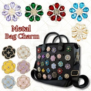 Luxury Rhinestone Metal Bag Charms for Clogs Bag Accessories Bling Crystal Flower Jewelry Charms for Tote Bag Decorations Bulk