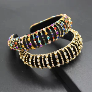 Luxury Rhinestones Cross Border Headbands Fashion Diamond Hair Decoration New Wide Edge Baroque Sponge Crystal Headband