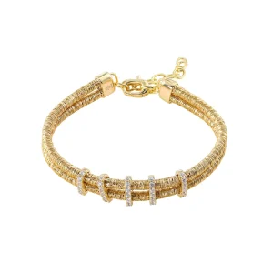 Luxury S925 Sterling Silver 18K Gold Plated Vintage Zircon-encrusted Double-layer Bracelet