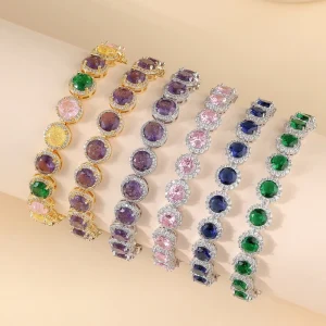 Luxury Shining Zircon Crystal Bracelet Women Romantic Heart Hand Chain Fashion Dinner Casual Party Jewelry Girl Gift Gold Plated