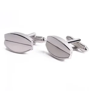 Luxury Silver Polished Designer Bulk Geometry Oval Shaped Mens French Cufflinks