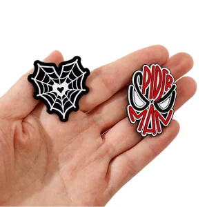 Luxury Style Zinc Alloy Soft Enamel Embossed 3D Cartoon Character Lapel Pin Spider Web Portrait Brooch