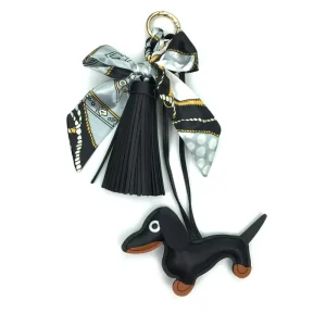 Luxury Tassel Leather Dachshund Pendant Dog Ornament Bag Accessories Car Keychain Handbag Charms Designer Bag Charms