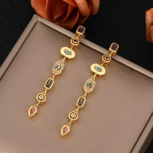 Luxury Trendy Gold Plated Tassel Earrings with Pendant Versatile Elegant Dangle Fashion Gift CE for Women