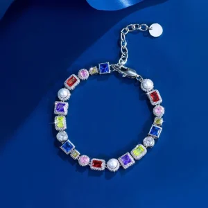 Luxury Trendy Mixed Pearl Hand Jewelry Men’s and Women’s Colored Zircon Fashion Charm Adjustable Bracelets