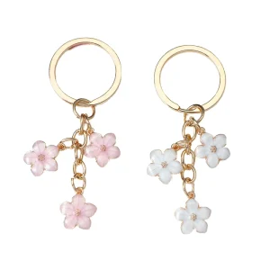 Luxury UV Printed Handmade Metal Keychain Fashionable Stainless Steel Coin Holder Cute Flowers Charms Gift Keychain