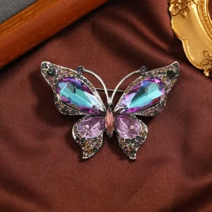 Luxury Waterdrop Purple Butterfly Brooch Women’s Fashion Blazer Jacket Insect Pin Accessories