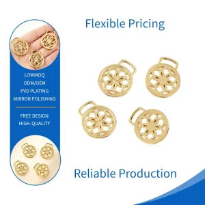 Luxury Waterproof Metal Cut-out Floral Tags Custom Gold Light Weight Diy Charm for Bag Shoulder Bag Purse Pendant