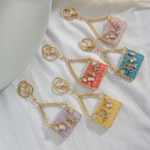 Luxury Women Fashion Zinc Alloy 3d Leather Designer Hand Bag Rhinestone Purse Charms