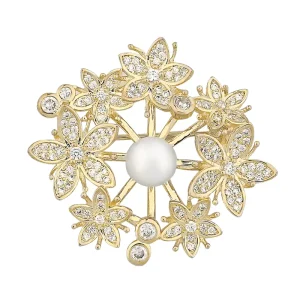 Luxury Women’s Fashion Brooches Crystal Pearl Rhinestone Flower Design Rhinestone Brooches Women