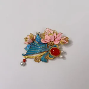 Luxury Women’s Fashion Brooches with Natural Freshwater Pearl and Gold Plated Silver Jewelry