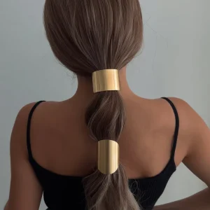 Luxury Women’s Fashion Hair Accessories Gold Elastic Hair Ties Ponytail Cuff and Hair Rope Girls’ Ponytail Holder
