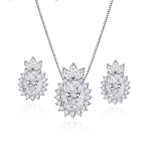 Luxury crystal necklace and earrings ladies bridal wedding jewelry fashion jewelry set for women