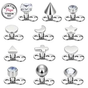 M0.9 ASTM F136 Custom Titanium Zircon Piercing Micro Dermal Anchor Classic Body Skin Clavicle Dermal Anchor Piercing Jewelry