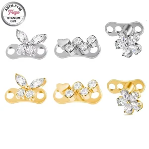 M0.9 ASTM F136 Implants Titanium Piercing Zircon Flower Micro Dermal Anchor De Titanio Body Jewelry Accessories