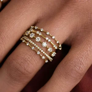 MC683 Fashion Ring Multi line Design Ring Trendy Elegant Ring Jewelry with Zircon Gold Plated Finger Ring for Gifts