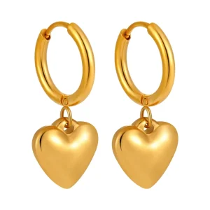 MECYLIFE Women Fashion Drop Earrings 18K Gold Plated Stainless Steel Heart Earrings Dangle Earring