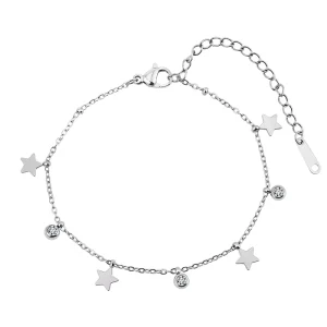 MILO MLSTMA04 Star Charm Zircon Anklet for Women’s 18K Gold Plated Stainless Steel Trendy Fashion Foot Jewelry Gift New Arrival