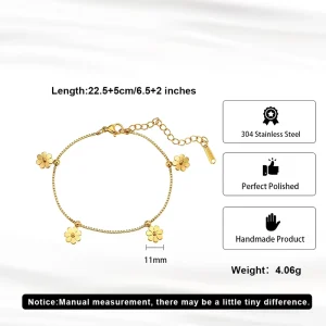 MILO MLSTMA06 18K Gold Plated Stainless Steel Zircon Flower Anklet Trendy Gift Foot Chain Fashion Jewelry Women