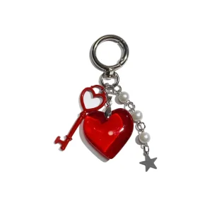 MIU Series Bag Charm Key Colorful Heart Bag Keychain Backpack Pendant Decoration