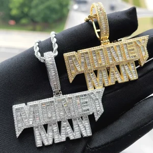 MONEY Letter Pendant Necklace for Men Hip Hop Jewelry