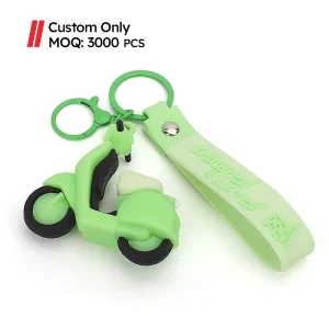 MOQ 3000 Pcs Custom Eco-Friendly High Quality Soft PVC Motorbike Keychain 3D Cartoon Bike Key Ring Fashion Accessories Motorists