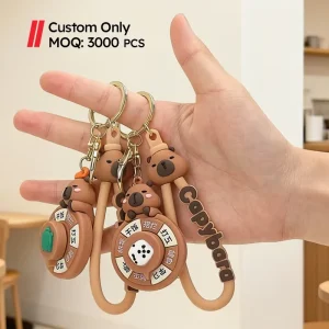 MOQ 3000 Pcs Keychain Customized Promotion Gifts Silicon 3D Keychain Creative Bag Pendant PVC Keyring