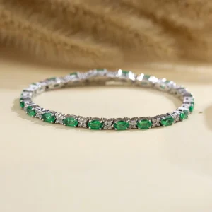 MSB-627 Customized Fashion Chain Link Bracelets 18k Gold Oval Cut Lab Grown Emerald Bracelet