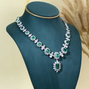 MSN 1057 Necklaces for Women Fashion Jewelry Luxury Design 925 Sterling Silver Lab Grown Emerald Necklace