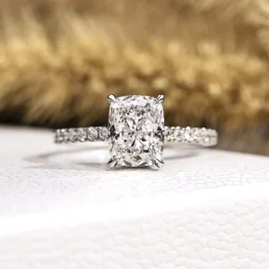 MSR-1703 18K Gold Fashion Engagement Wedding Ring IGI 1CT 2CT 3CT D VS1 Long Cushion Lab Grown Diamond Ring