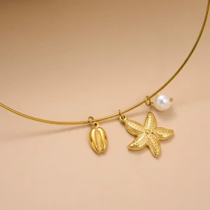MYNECK Autumn New Hot Jewelry Trend 18k PVD Gold Plated Stainless Steel Fashion Women Accessories Luxury Regular Pearl Necklace