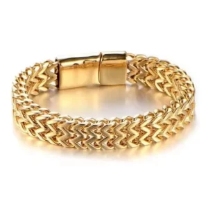 Magnet Buckle Double Row Braided Metal Bracelet Stainless Steel Fashionable Personality Couple Versatile Jewelry