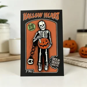 Manufacture Halloween Skeleton Metal Brooch with Pumpkin Dye Black Badge Glow in Dark Custom Soft Enamel Pin