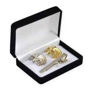 Manufacture Metal Engraved Logo Cuff Links Custom Blank Silver Gold Plating Tie and Cufflink Gift Set With Box